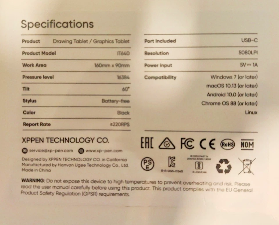 XPPen Drawing Tablet Deco 640, 16K Pen Pressure, 60°Tilt, Perfect OSU! Partner - Image 4 of 4