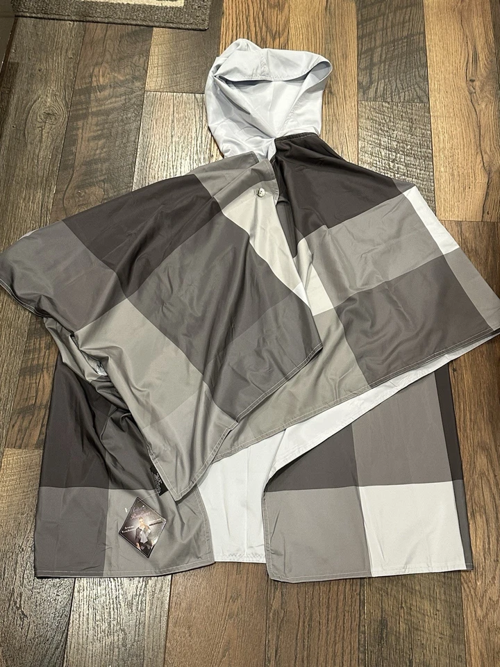 RainCapes Women's Brown & White Plaid Hooded Reversible Rain Poncho Cape - Image 1 of 4