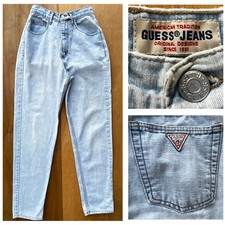 GUESS VINTAGE HIGH RISE STRAIGHT JEANS WOMEN  S sz 25 Light Wash Distressed Denim