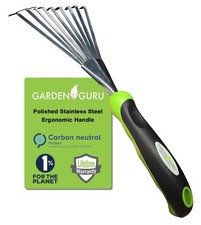Garden Guru Stainless Steel Hand Rake Soil Tiller with Ergonomic Handle, Grea...