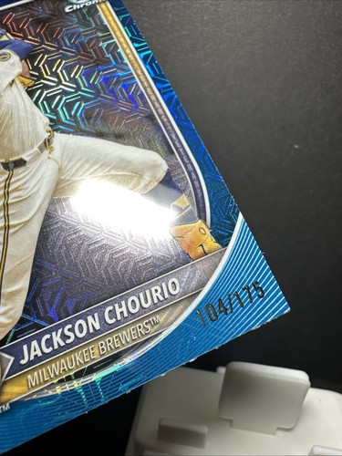 Jackson Chourio 2025 Bowman #11 Blue Mojo Refractor /175 BREWERS - Picture 3 of 6