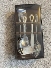 ONEIDA stainless 4-piece serving set butter knife-sugar spoon-2 tablespoons NIB 