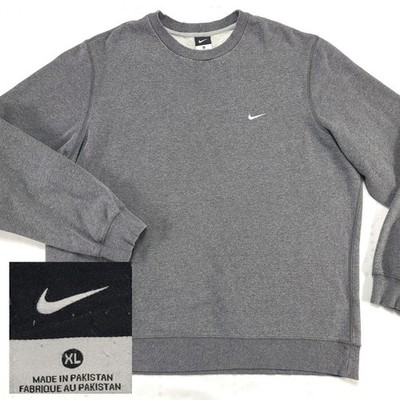 Nike Mens Vintage Crew Neck Sweatshirt Size XL Embroidered Swoosh Gray Black Tag