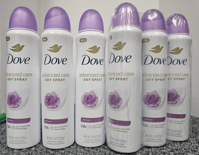 6 X Dove Advanced Care Dry Spray PINK ROSA Antiperspirant Deodorant 3.8 Oz
