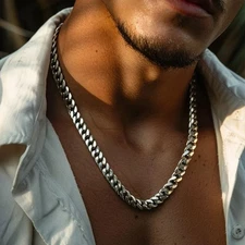 3/5/7mm Thick Cuban Chain Necklaces for Men Women,Simple Miami Curb Links Collar