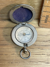 Antique German pocket compass in plated case-Pocket watch Fob Compass.3.8cm case