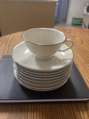 Pickard China Cup w/ 8 matching Saucers Trimmed (Beige In Color)