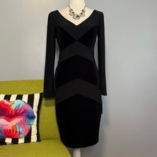 Ralph Lauren Black Velvet Striped Long Sleeve Cocktail Sheath Dress NEW 4