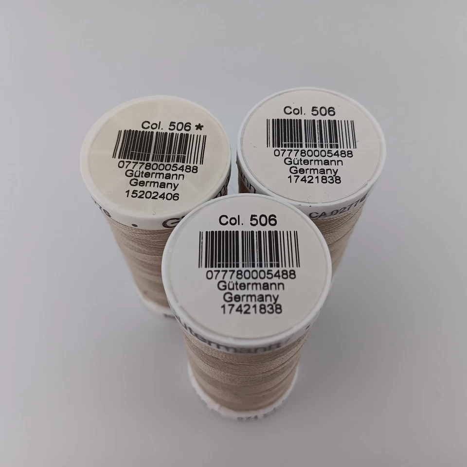 3 Spool Lot - Gutermann 100% Polyester Thread Color Sand 274 Yards Col.506 - Image 2 of 2