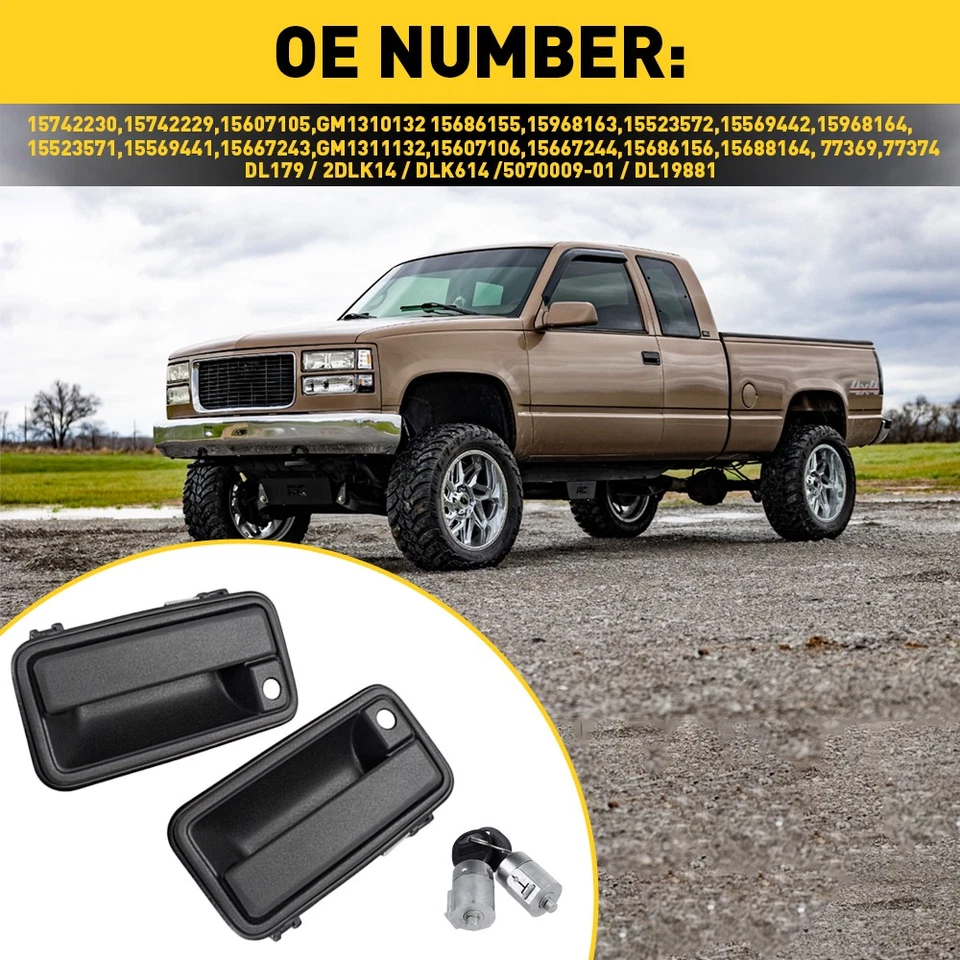 MANIJA DE PUERTA EXTERIOR CON CILINDRO DE BLOQUEO PARA 88-00 CHEVY GMC C1500 C2500 K1500 EAK Foto 2 de 4