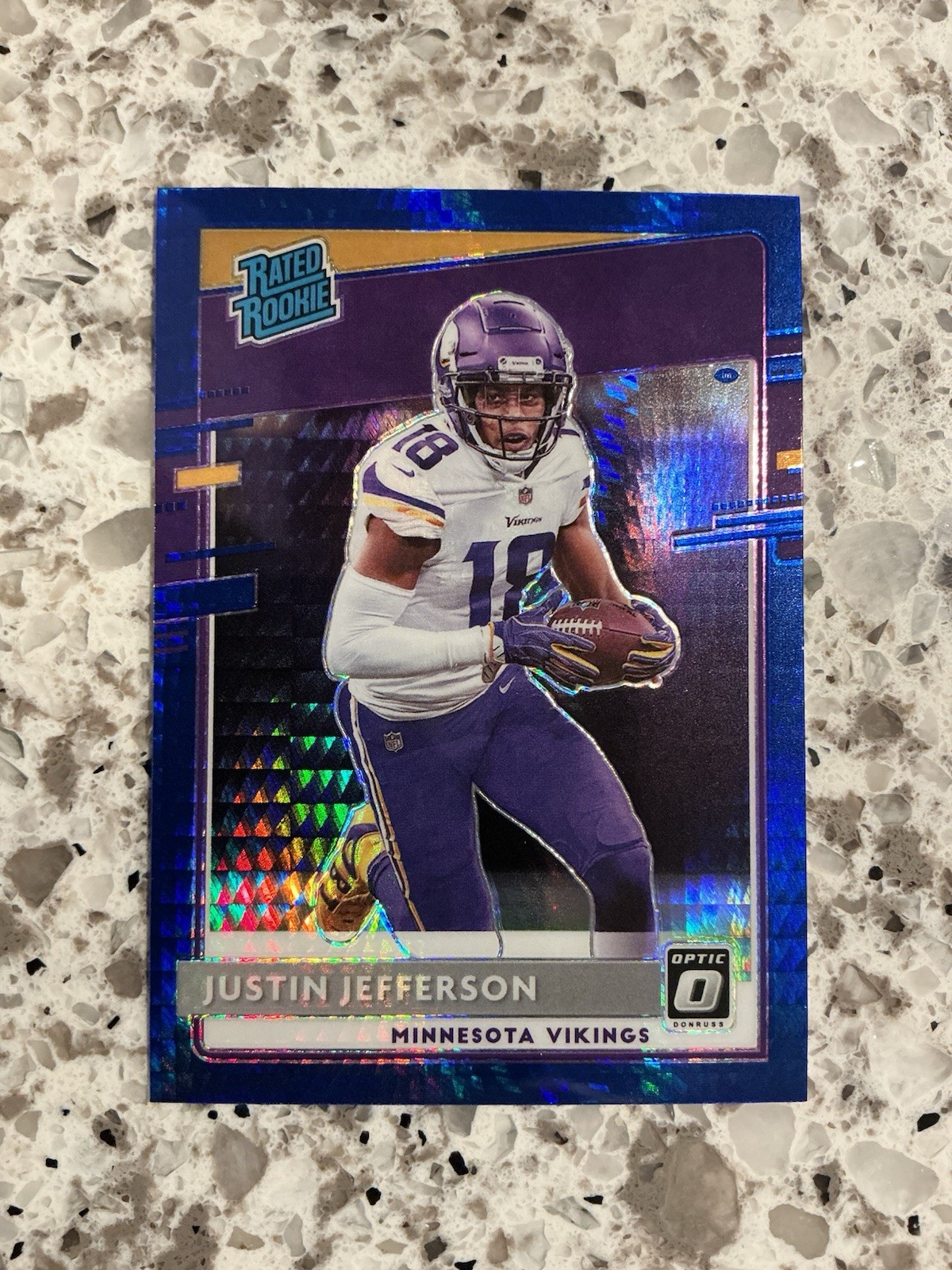 2020 OPTIC 163 JUSTIN JEFFERSON BLUE HYPER RATED ROOKIE CARD RC