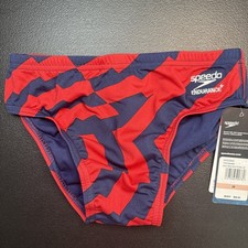 Speedo Mens / Youth / Boys Euro Brazilian Briefs Bathing Suit Size 28 Red/Blue