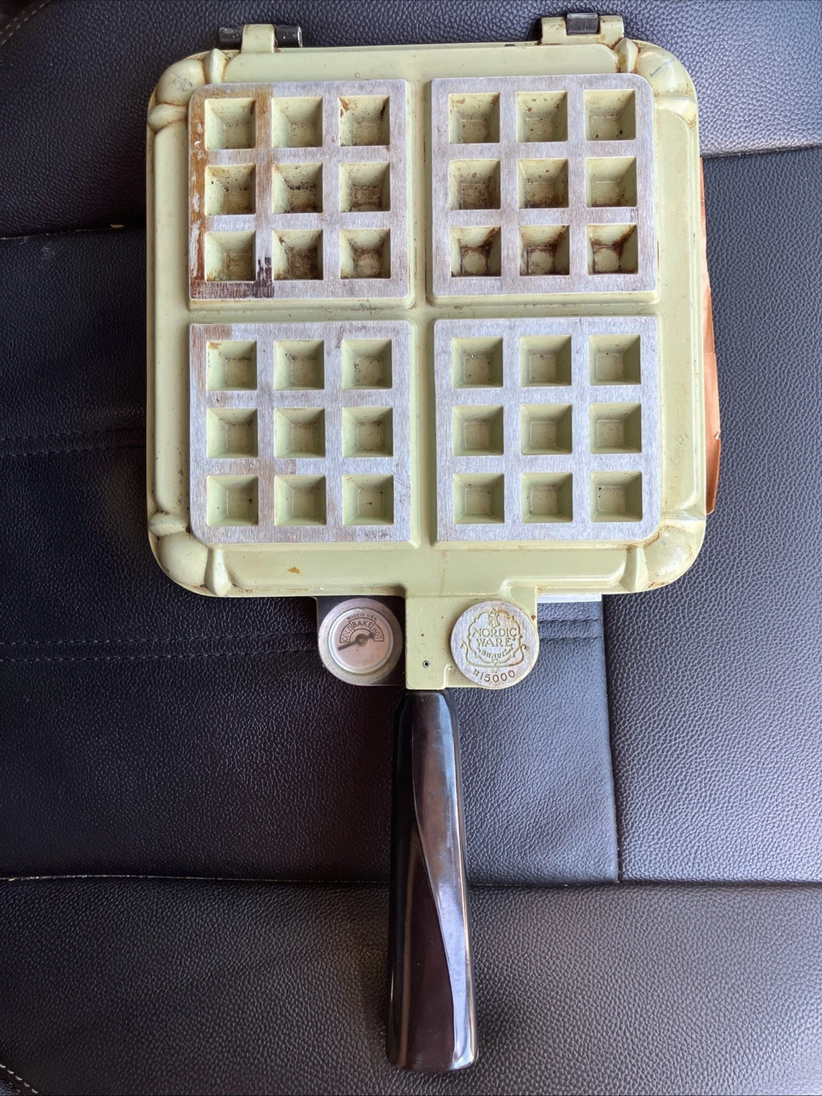 VTG Nordic Ware Belgian Waffle Maker Stove Top Camping Temp Gauge Made In USA