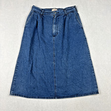 French Navy VTG Denim Skirt Size 12 Blue Pockets A-line Below Knee USA Made