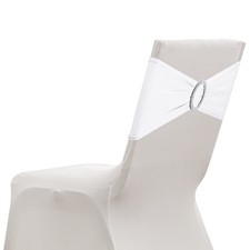10 Pack Chair Sashes, Stretch Chair Cover Band Bows Cover Band, White
