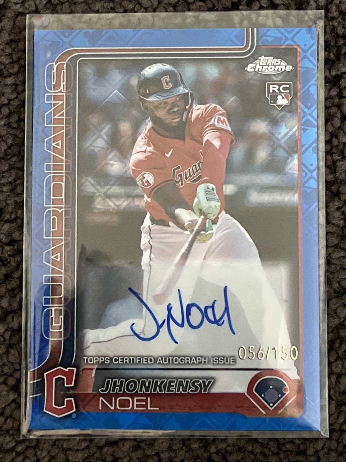 Jhonkensy Noel 2025 Topps Chrome Logofractor Blue /150 Auto Refractor #ra-jn 