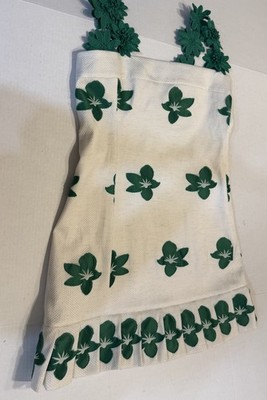Alexis Women's Pixy Floral Mini Dress White Green  Medium Preowned Some Wear  