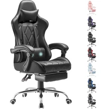 Gaming Chair, Computer Chair with Footrest and Massage Lumbar Support, Ergono...