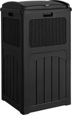 33 Gallon Trash Can w/Dual Lid, Heavy Duty Waterproof Resin Garbage Bins Outside