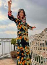 Antica Sartoria 2026 Aqua Orange Flower Kaftan L/XL NWT