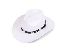 Western Cowboy, Cowgirl Hat, Silver Strap, Men Women Retro Wide Brim, Adjustable