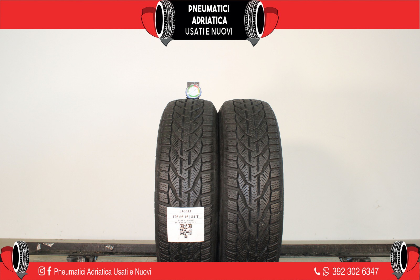 2 PNEUMATICI RIKEN 175/65 R15 INVERNALI GOMME USATE 87% - ADRIATICA
