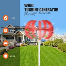 Vertical Axis Wind Turbine Generator 1200W Windmill W/ Controller 12V 24V
