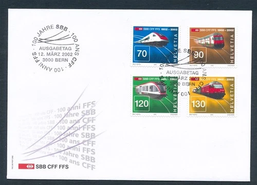 D470347 Switzerland FDC Trains Locomotives Railroad 2002