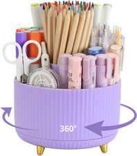 360 Rotating Pen Pencil Holder for Desk with 5Slots Cute Office