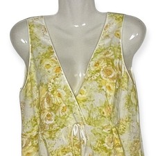 Vtg SEARS Long Yellow Perma-Prest Cotton Blend Nightgown Floral Sleeveless 36