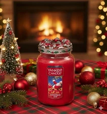 Yankee Candle Large Christmas Eve Candle w/ Santa Illuma-Lid Candle Topper