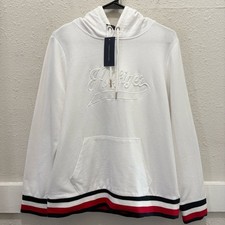 Tommy Hilfiger Womens Hoodie Pullover Sweatshirt Embossed White NWT Size Large