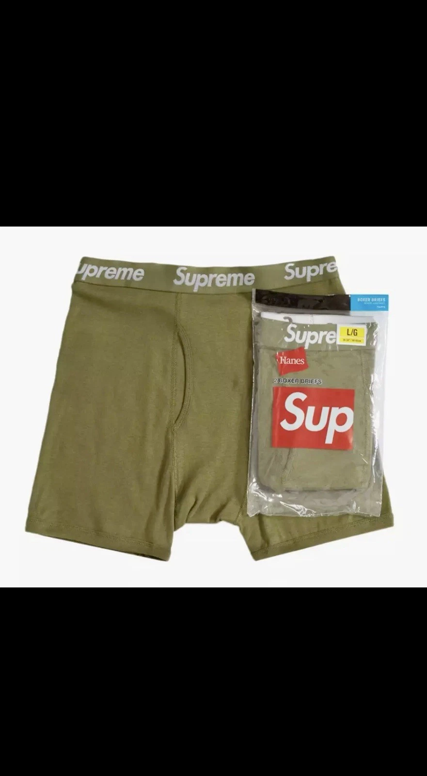 Boxer slip Supreme x Hanes (lot de 2)   Olive   Petit