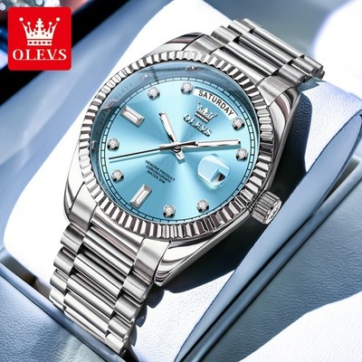 Olivs all gold, log, automatic, mechanical watch, waterproof, men's, business