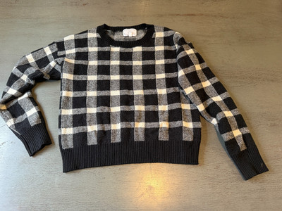 CROP black white check ABSOLUTELY CREATIVE sweater size medium