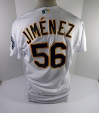 2022 Oakland Athletic Dany Jimenez #56 Game Used White Jersey Opening D Fosse 2K