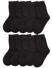 CHUNG Boys Girls Crew Socks Cotton Sports Kids 10 5-7 Years, Plain ---- Black
