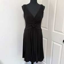 Vintage Joseph Ribkoff Black Bubble Hem Dress Women 10 Romantic Cocktail Midi