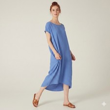 FILOSOFIA Periwinkle Blue Cotton Gauze Shift Dress Pockets Made in USA Womens M