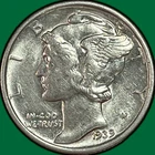 1939-S Mercury Dime Almost Uncirculated AU Coin #37046