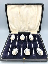 6 x GEORGE V STERLING SILVER TWIST TEASPOONS, COOPER BROTHERS, SHEFFIELD, 1927