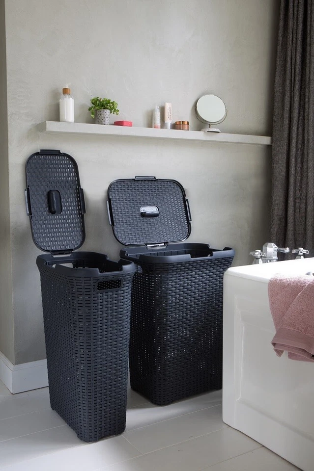 Curver Style Wäschekorb Rattan Wäschebox Wäschesammler 60L - Bild 4 von 4