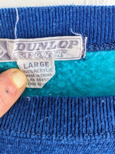 Vintage Dunlop Sport Acrylic Sweatshirt*Large*Color block*90s Era*Retro - Picture 8 of 14
