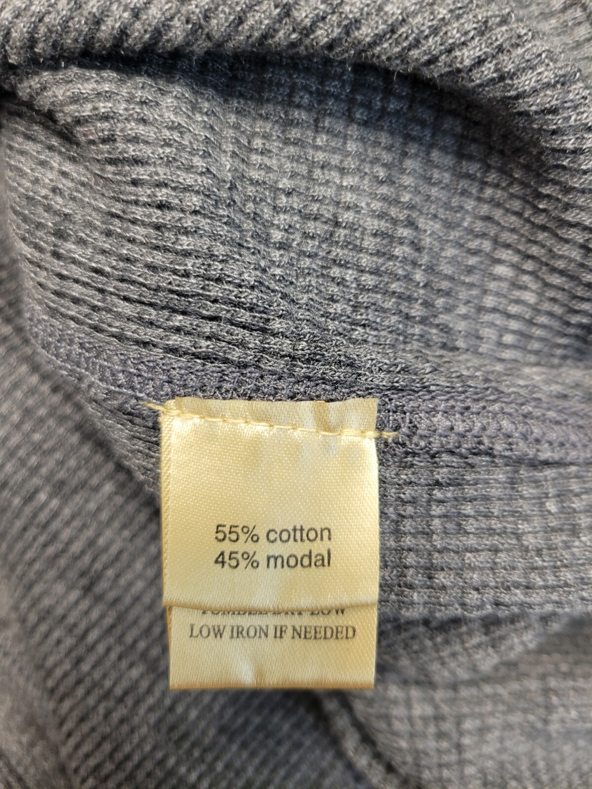 New $105 True Grit Thermal Crewneck Sweatshirt Men's 2XL XXL Gray Cotton Modal