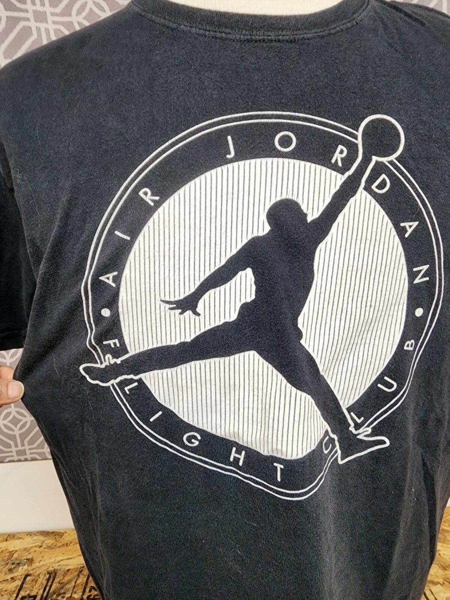 Air Jordan Flight Club T-Shirt Men XL Black Short Sleeve Casual Basketball Sport View 2