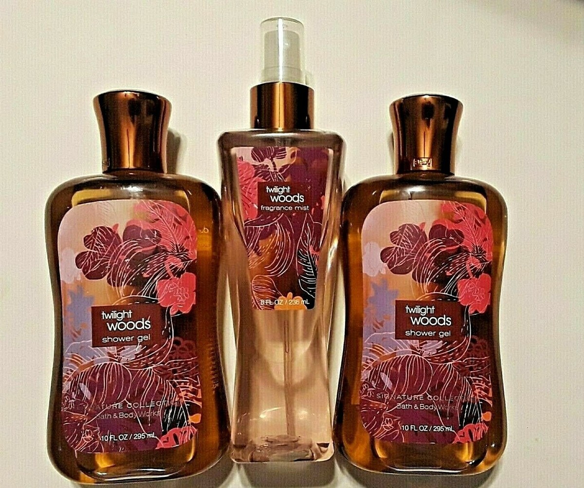 Bath Body Works Twilight Woods Fragrance Mist Shower Gel Set x3