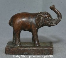 Old Chinese Dynasty Bronze Fengshui Elephant Animal Seal Stamp Signet Statue