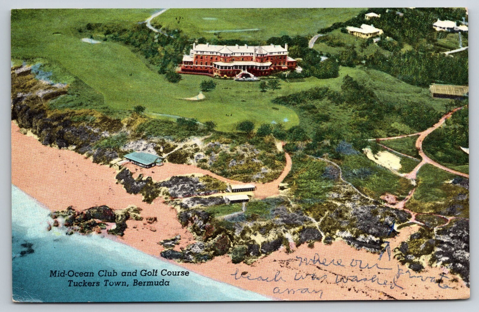 Mid-Ocean Club, Tuckers Town, Bermuda 1950s Postcard Descr of High Wind & Waves