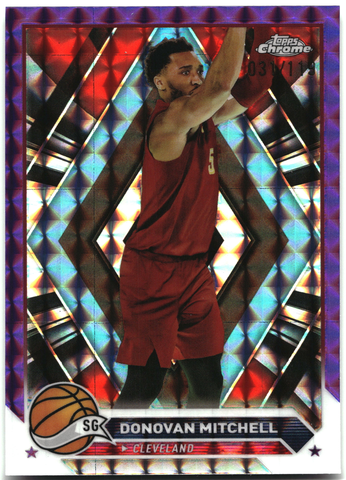 2023-24 Topps Chrome #45 Donovan Mitchell Purple Geometric 31/119