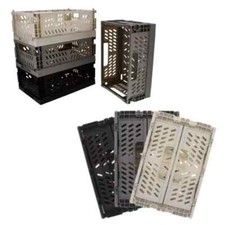 2X Mini Stacking Foldable Crate 22.2 x 15CM Basket With Handles Home Kitchen NEW